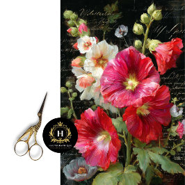 Bright Cottage Hollyhock Decoupage Tissuepapier