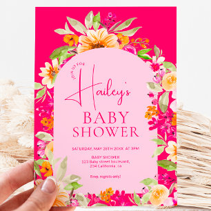 Bright Country floral waterverf Baby shower Kaart