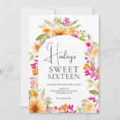 Bright Country floral waterverf Sweet 16 Kaart (Voorkant)