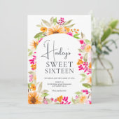 Bright Country floral waterverf Sweet 16 Kaart (Staand voorkant)