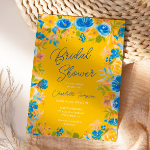Bright country wilde bloemen script vrijgezellenfe kaart
