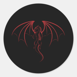 Bright Crimson Red Mythical Dragon Embleem Ronde Sticker