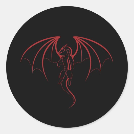 Bright Crimson Red Mythical Dragon Embleem Ronde Sticker (Voorkant)