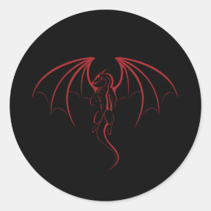 Bright Crimson Red Mythical Dragon Embleem Ronde Sticker