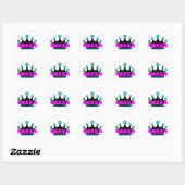 Bright Crown Graphic Roze Bold Sparkly Queen Ronde Sticker (Vel)