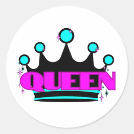 Bright Crown Graphic Roze Bold Sparkly Queen Ronde Sticker
