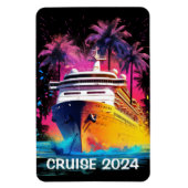 Bright Cruiseschip met Palm Trees Magnet Magneet (Verticaal)