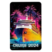Bright Cruiseschip met Palm Trees Magnet