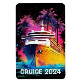 Bright Cruiseschip met Palm Trees Magnet Magneet