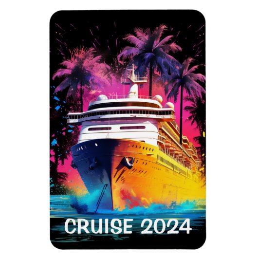 Bright Cruiseschip met Palm Trees Magnet Magneet (Verticaal)