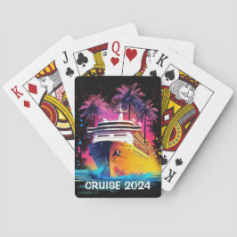 Bright Cruiseschip met Palm Trees Speelkaarten