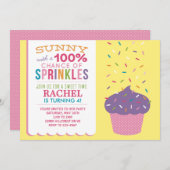 Bright Cupcake Sprinkles Birthday Kaart (Voorkant / Achterkant)