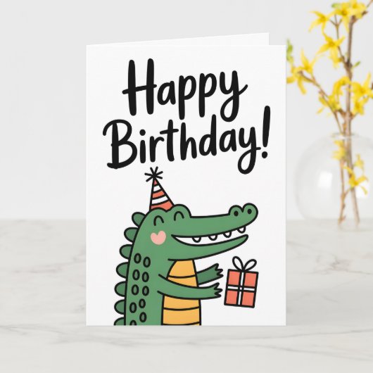 Bright & Cute Flamingo Birthday Kaart (Gele Bloem)