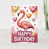 Bright & Cute Flamingo Birthday Kaart (Voorkant)
