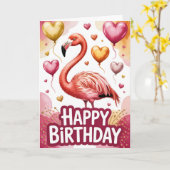 Bright & Cute Flamingo Birthday Kaart (Gele Bloem)