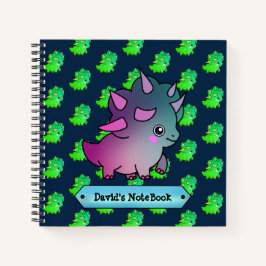 Bright Cute Fun Little Green Dinosaur Notitieboek