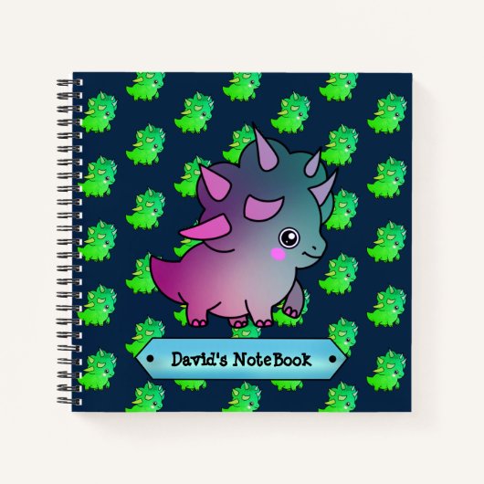 Bright Cute Fun Little Green Dinosaur Notitieboek (Voorkant)