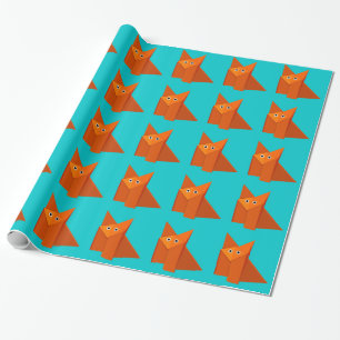 Bright Cute Origami Fox Pattern Cadeaupapier
