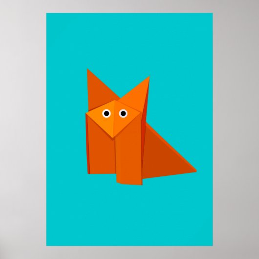 Bright Cute Origami Fox Poster (Voorkant)