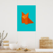 Bright Cute Origami Fox Poster (Keuken)