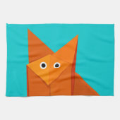 Bright Cute Origami Fox Theedoek (Horizontaal)