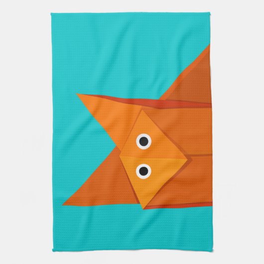 Bright Cute Origami Fox Theedoek (Verticaal)