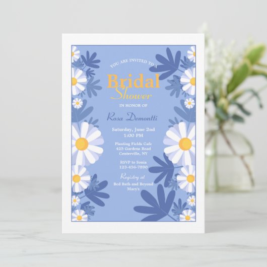 Bright Daisies Bruids Douche Uitnodiging (Staand voorkant)