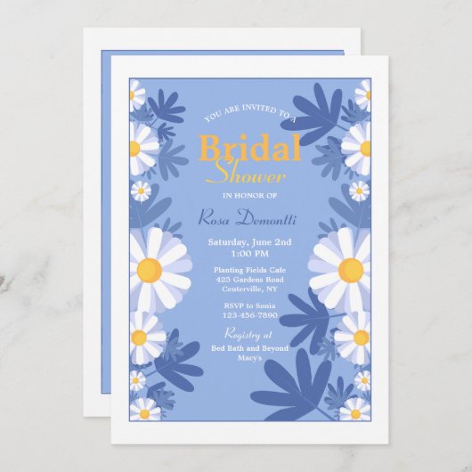 Bright Daisies Bruids Douche Uitnodiging (Voorkant / Achterkant)
