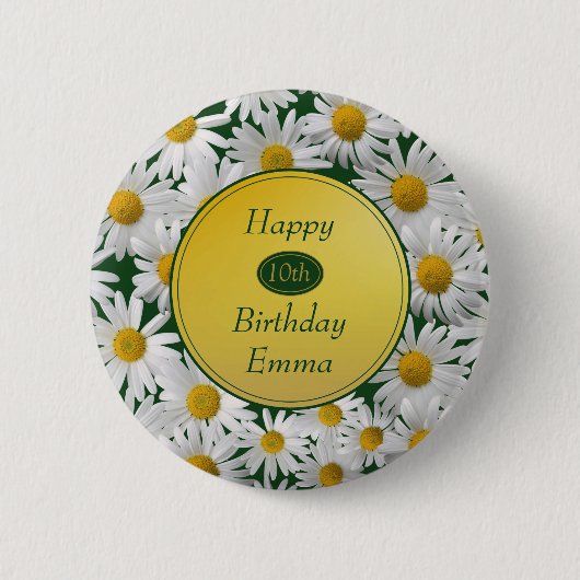  Bright Daisy Any Age Birthday Ronde Button 5,7 Cm (Voorkant)