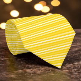 Bright Dark Yellow Color Stripes Necktie Stropdas