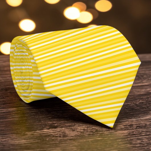 Bright Dark Yellow Color Stripes Necktie Stropdas