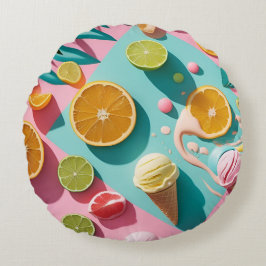 Bright Days, Bold Colors – Vibrant Summer Throw  Rond Kussen