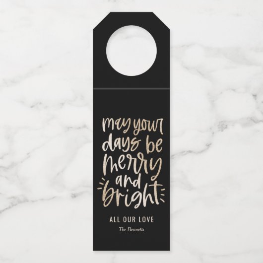 Bright Days EDITABLE COLOR Holiday Bottle Label (Voorkant)