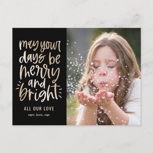 Bright Days EDITABLE COLOR Holiday Kaart Briefkaar (Voorkant)