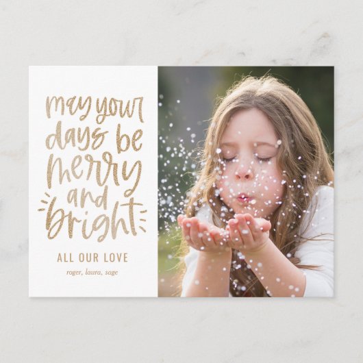 Bright Days EDITABLE COLOR Holiday Kaart Briefkaar (Voorkant)