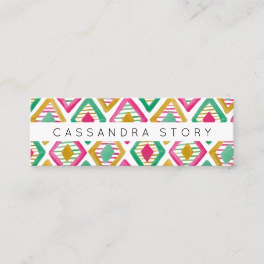 Bright Diamanten Waterverf Modern Patroon Mini Visitekaartje (Voorkant)