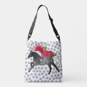 BRIGHT DIAMONDS RED ROSES UNIVERSE HORSE DESIGNER CROSSBODY TAS (Achterkant)