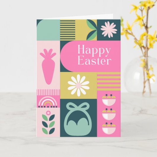 Bright Different Colours Easter Card Kaart (Gele Bloem)