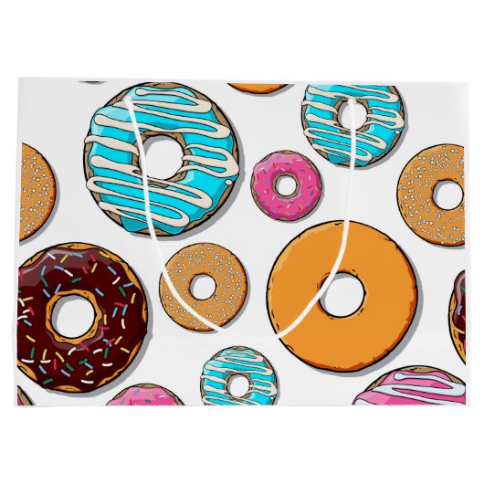 Bright Donut Whimsical Pattern Groot Cadeauzakje (Achterkant)