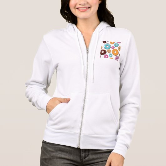 Bright Donut Whimsical Pattern Hoodie (Voorkant)