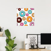 Bright Donut Whimsical Pattern Poster (Thuiskantoor)