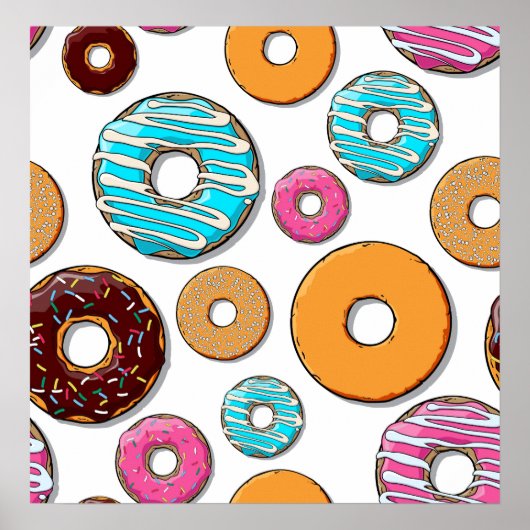 Bright Donut Whimsical Pattern Poster (Voorkant)