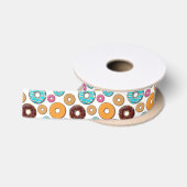 Bright Donut Whimsical Pattern Satijnen Lint (Spoel)