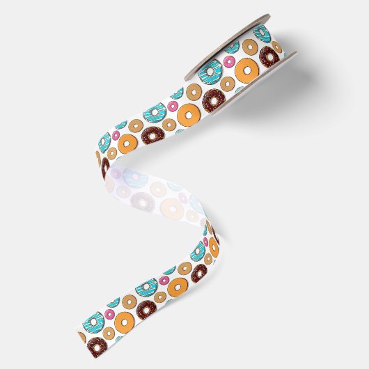 Bright Donut Whimsical Pattern Satijnen Lint (Achterkant)