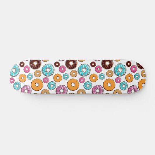 Bright Donut Whimsical Pattern Skateboard (Horizontaal)