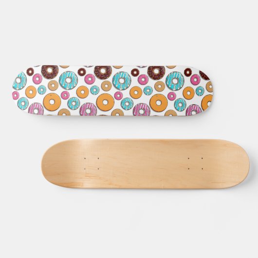 Bright Donut Whimsical Pattern Skateboard (Horizontaal)