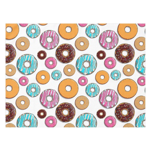 Bright Donut Whimsical Pattern Tafelkleed (Voorkant (Horizontaal))