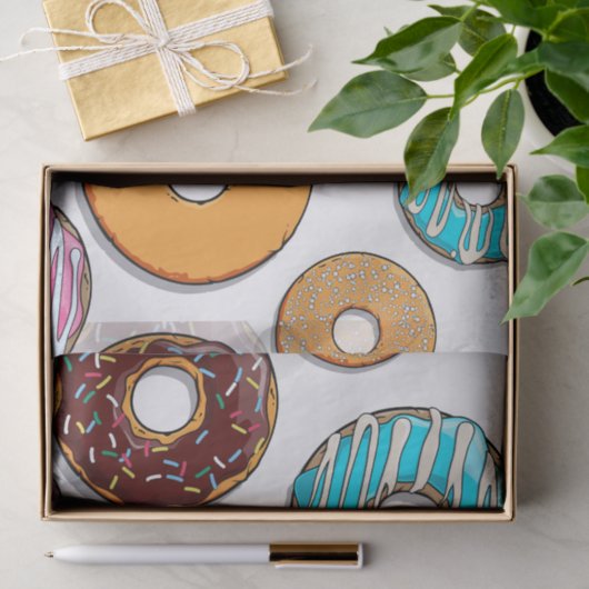Bright Donut Whimsical Pattern Tissuepapier (Geschenk)