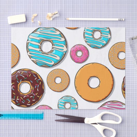 Bright Donut Whimsical Pattern Tissuepapier (Craft)