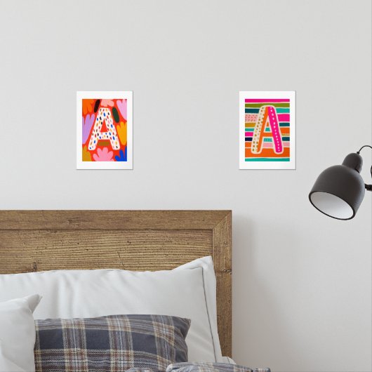 Bright Dopamine Decor Monogram Letter A Muurkunst Sets (Slaapkamer)
